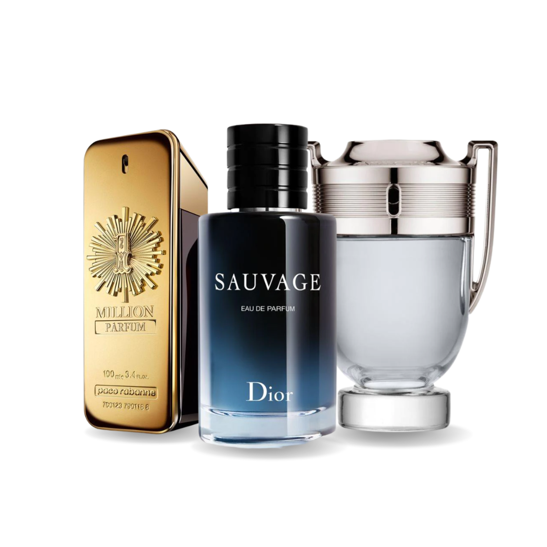 Combo af 3 Dufte - 1 Million Parfum af Paco Rabanne, Sauvage af Dior og Invictus af Paco Rabanne [100 ml hver]