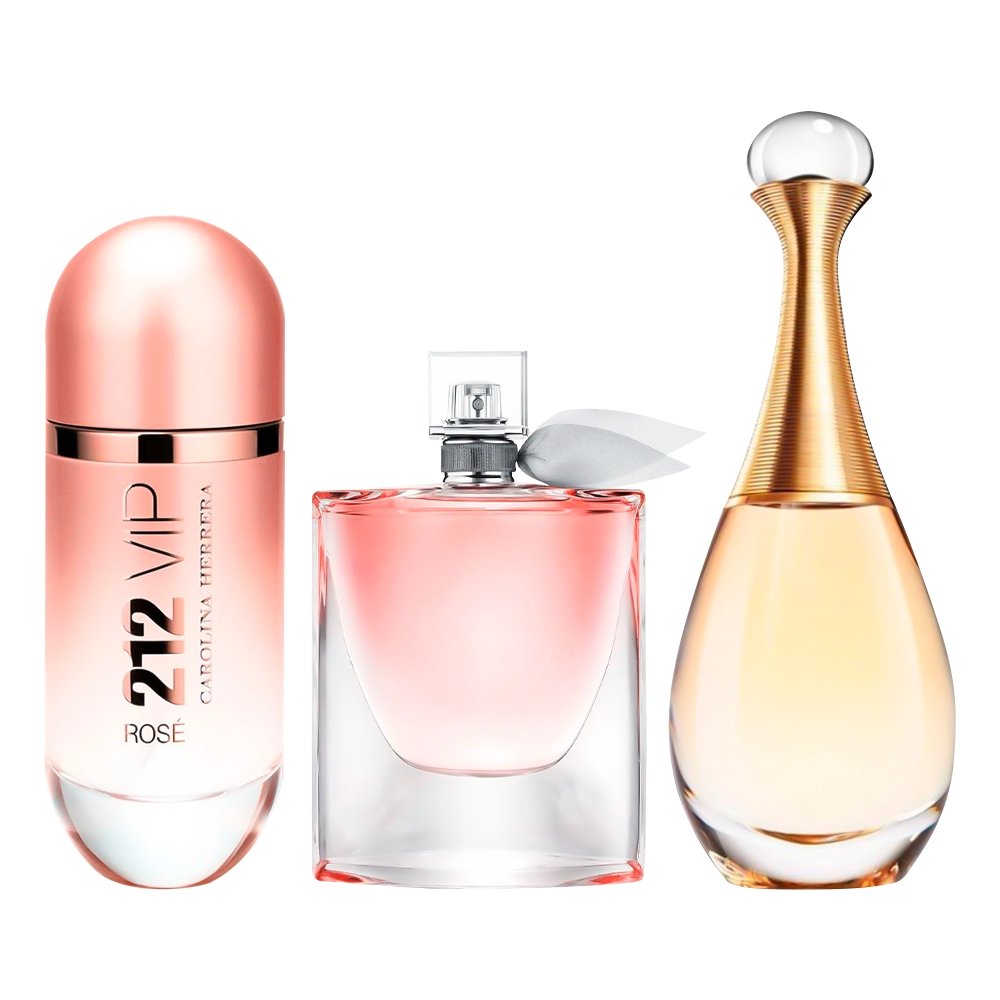 Combo af 3 Dameparfumer - 212 VIP Rosé, La Vie Est Belle og J'adore [100 ml hver]