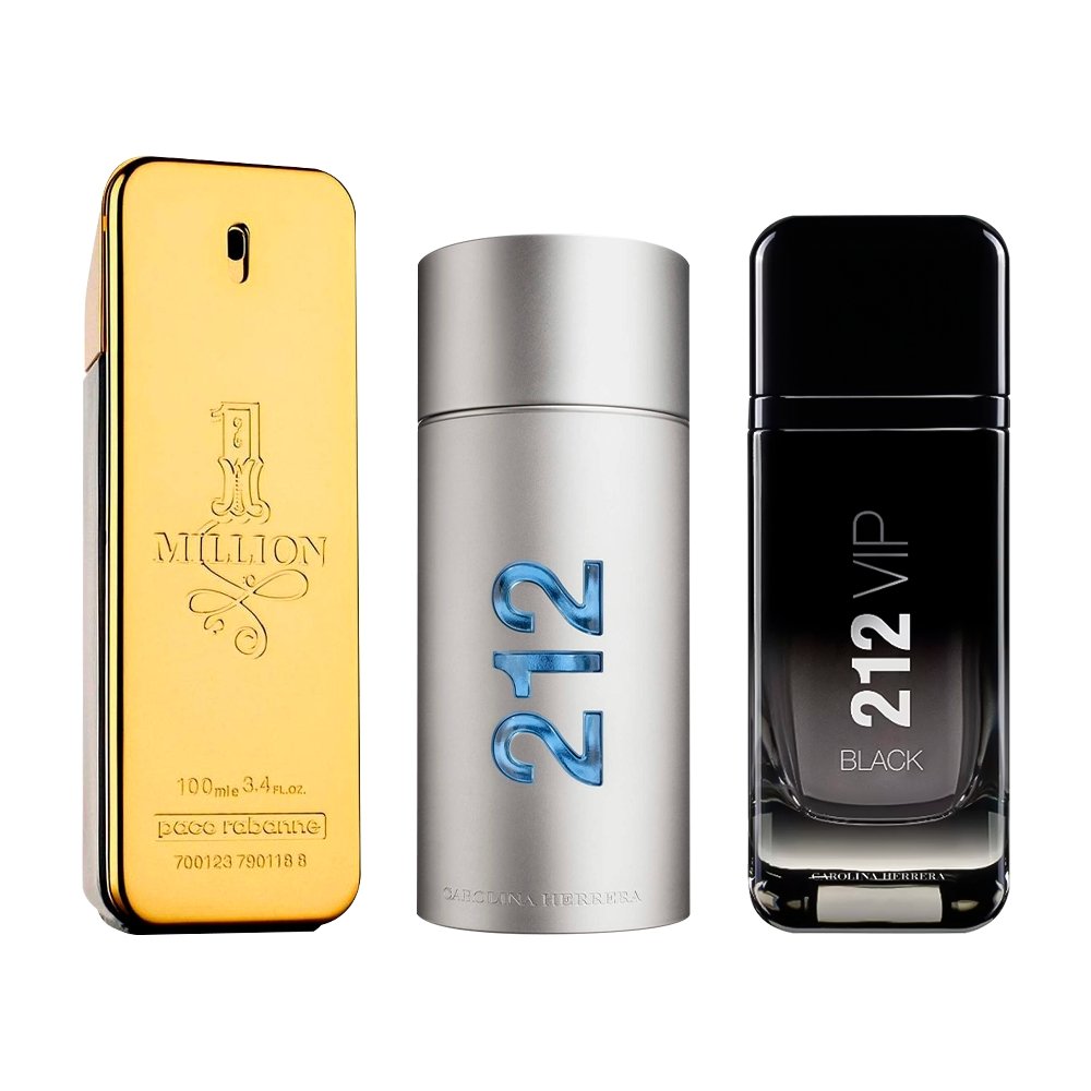 Combo af 3 Herreparfumer - 1 Million, 212 MEN og 212 Black [100 ml hver]